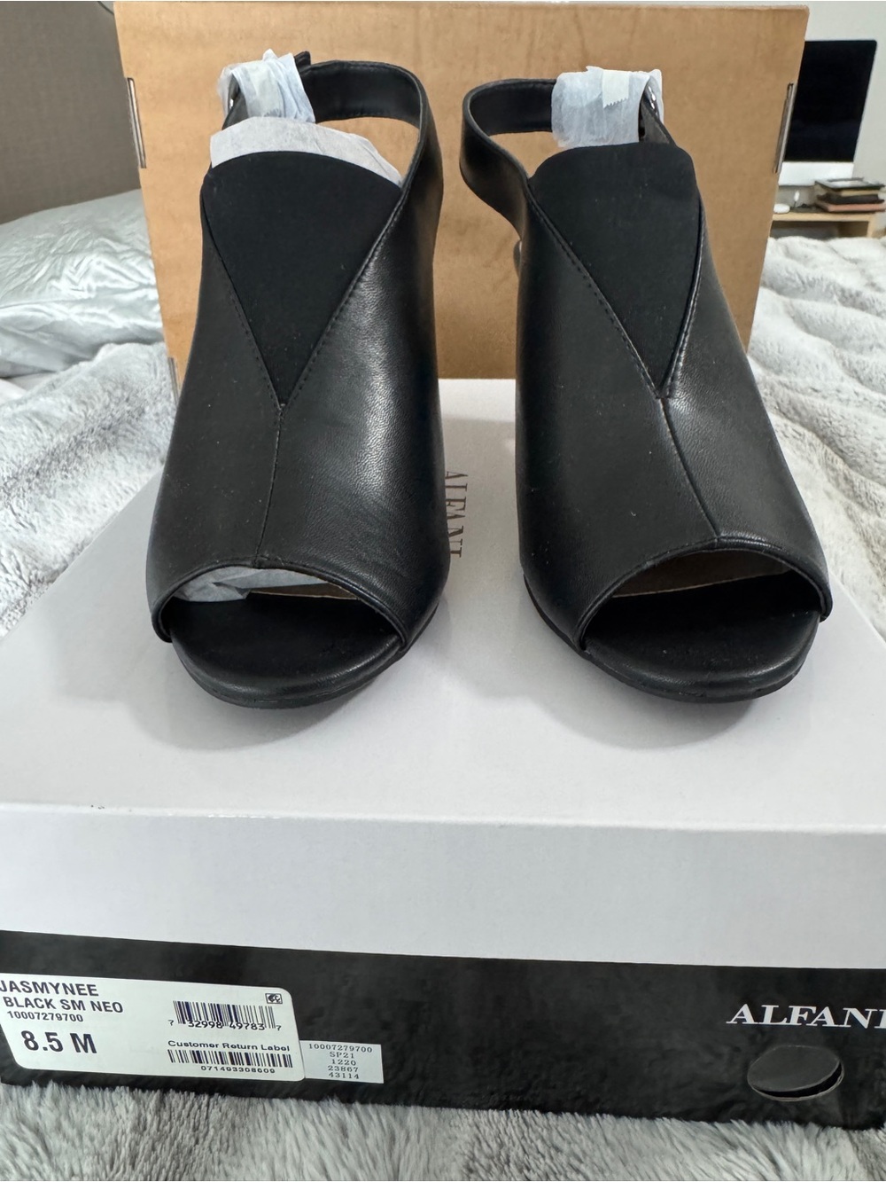 Alfani Black Slingback Peep-Toe Heels
